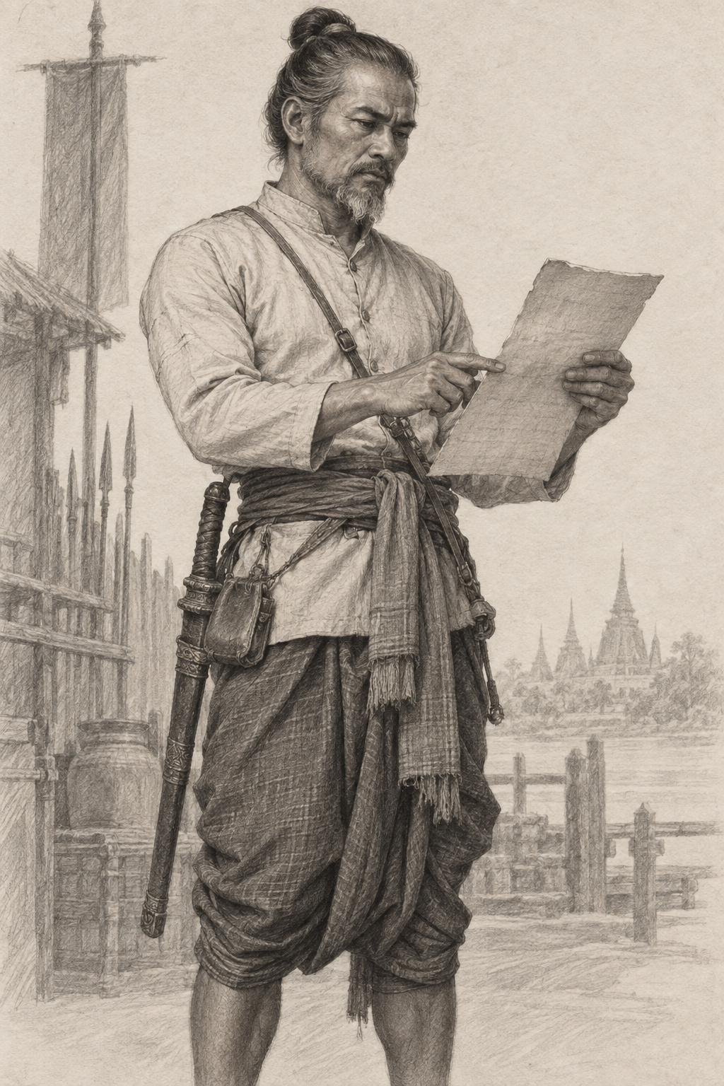 Pencil sketch of Khun Anan
