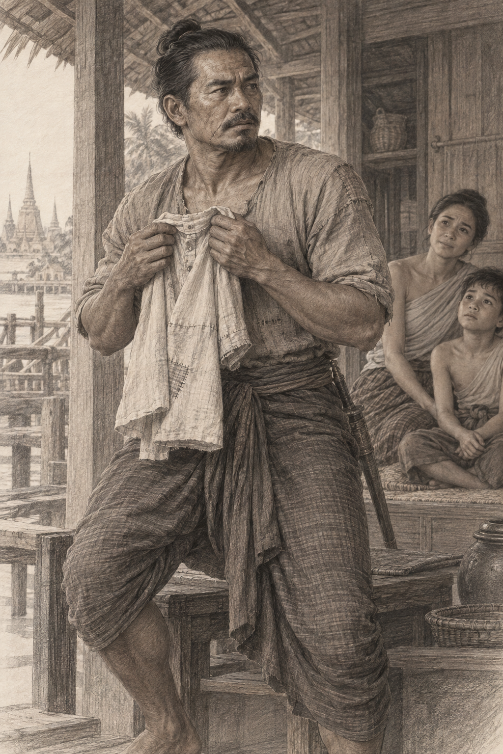 Pencil sketch of Muen Thep