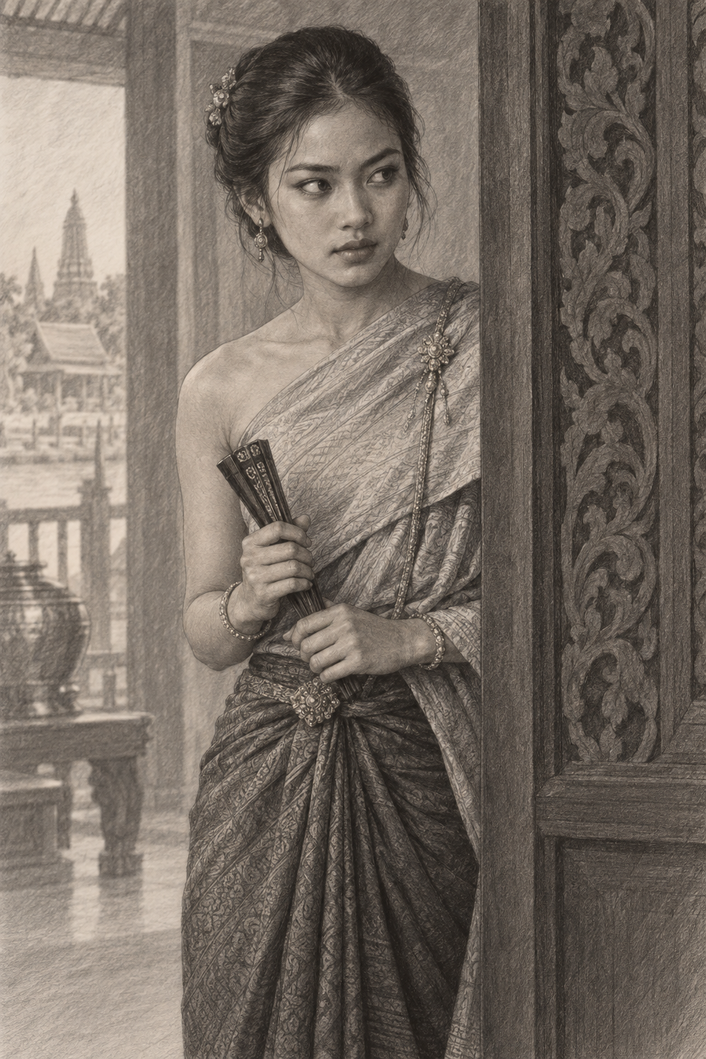 Pencil sketch of Mukda