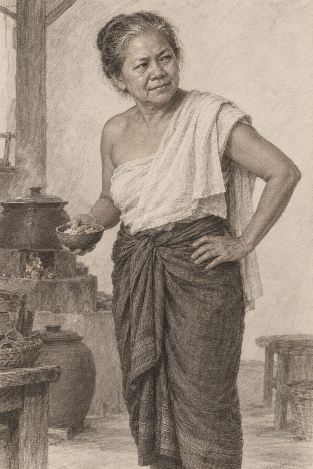Pencil sketch of Yai Chan